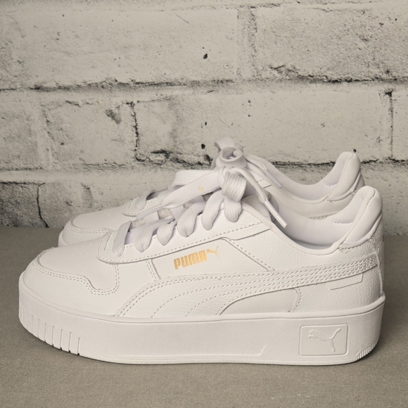 Puma Carina Platform Sneakers White Leather Women’s Size 6 - Picture 3 of 10